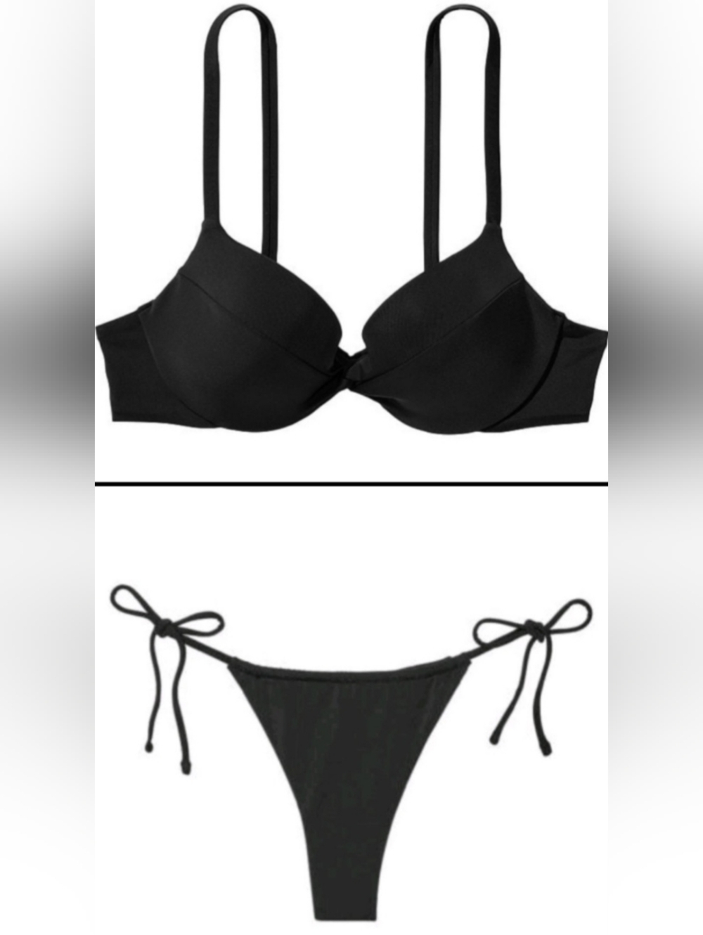 34B/S VS Swim Removable PushUp Thong Bikini Set Black Tropical